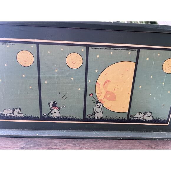 Earl and the Moon Wood Stash Crate Box Decoupage MUTTS Comic Strip 2004 Y2K - Picture 4 of 14